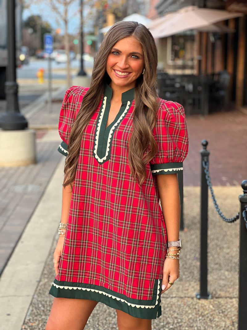 Christmas Plaid Dress Red