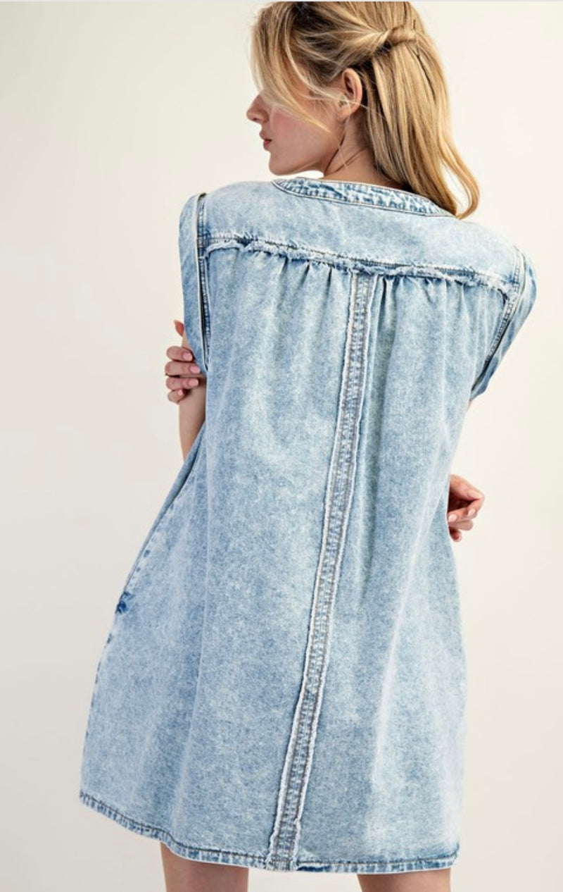 Sleeveless Mini Dress Denim Blue