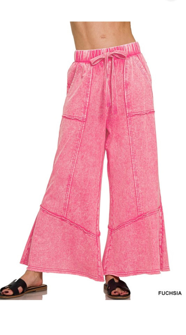 Exposed Seam Pants w/Pockets Fuchsia