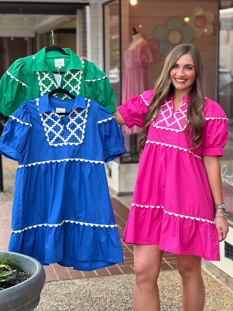 Scalloped Mini Dress Ocean