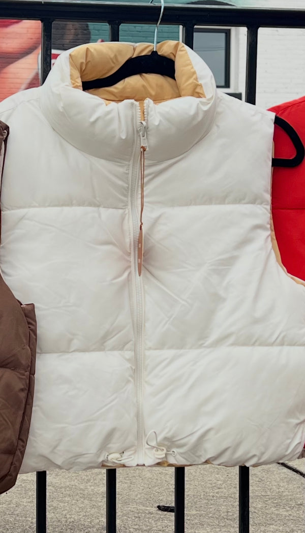 Woven Solid Reversible Vest Ivory