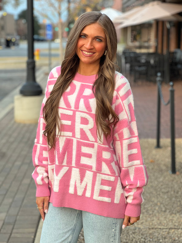 Merry 3d Yarn Sweater Pink