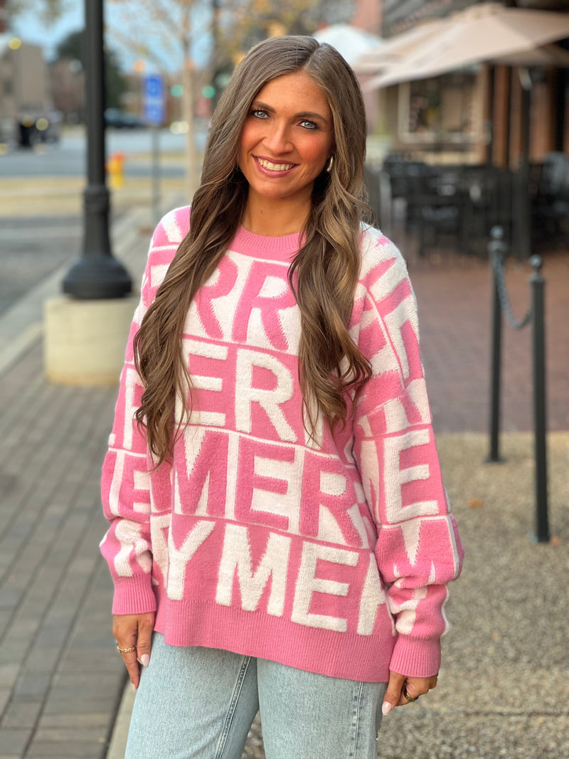 Merry 3d Yarn Sweater Pink