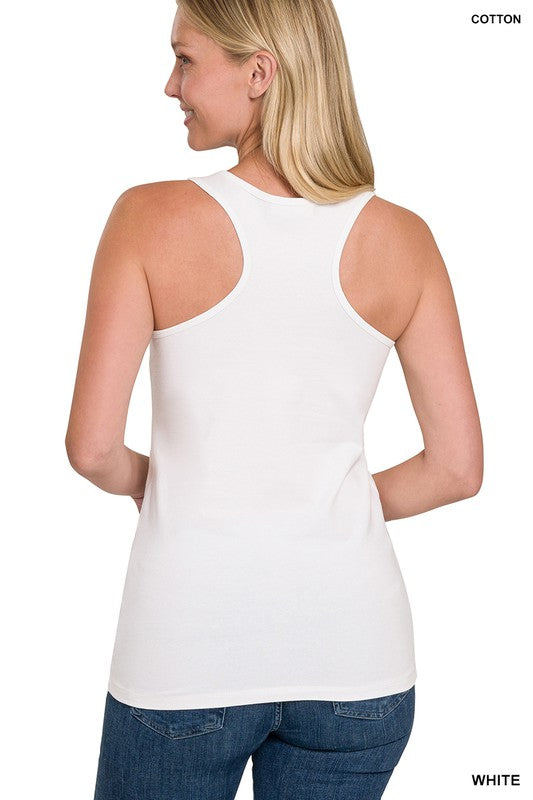 Cotton Spandex Racerback Tank Top White