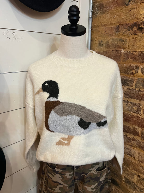Mallard Duck Knit Sweater Ivory