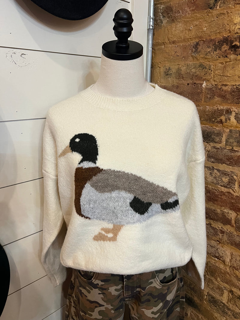 Mallard Duck Knit Sweater Ivory