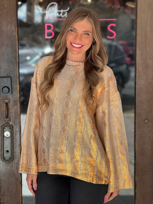 Foil Twisted Sweater Ivory