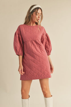 light pink babydoll dress Quilted Padded Babydoll Dress Light Pink