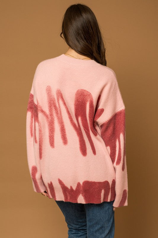 Spray Paint Sweater Top Pink