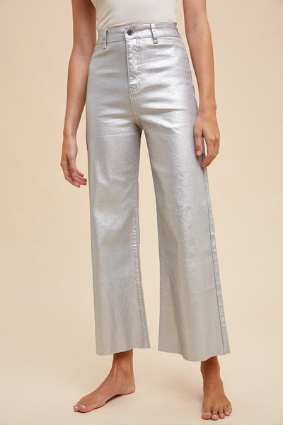 Stretch High Rise Denim Jeans Metallic Silver - Southern Fashion ...