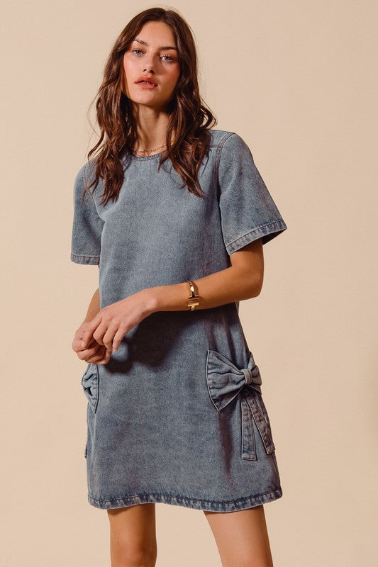 white christmas dresses Loveshackfancy Women's Solina Ribbon Denim Minidress - Bow Chambray