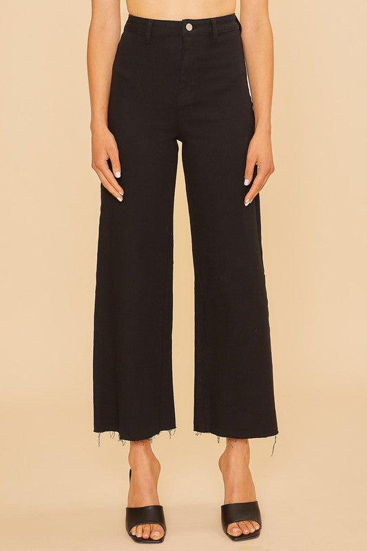 Stretch Wide Leg Denim Jeans Black