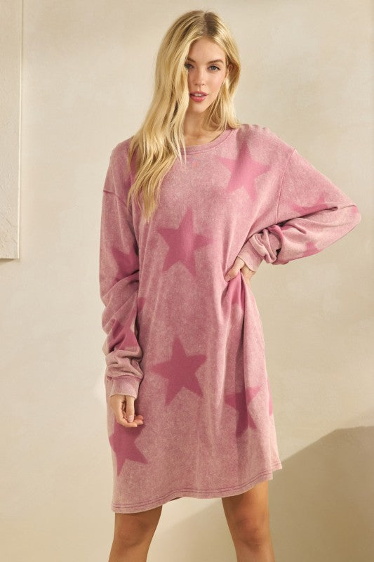 Starry Ease Fleece Dress Mulberry