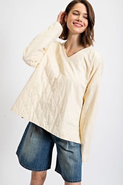 Quilted Terry Loose Fit Top Cream