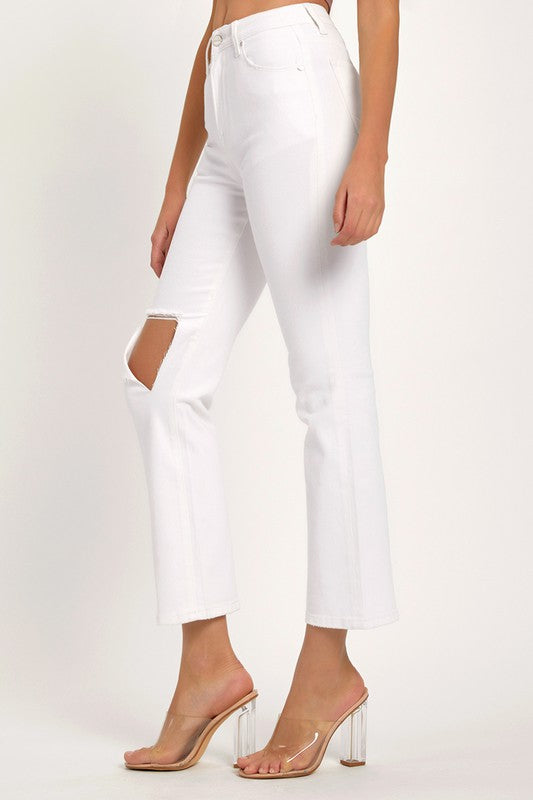 Relaxed Distressed Denim Jeans White
