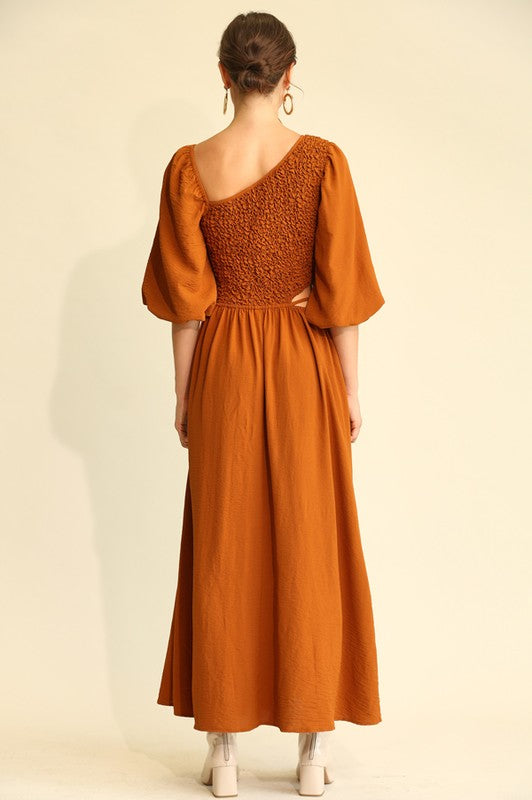 Cutout Detail Maxi Dress Ochre - Southern Fashion Boutique Bliss Cutout Detail Maxi Dress Ochre - Southern Fashion Boutique Bliss