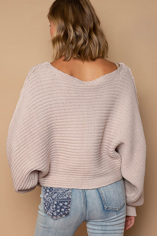 Dolman Sleeve Pullover Sweater Almond