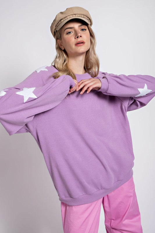 Star Patch Hacci Knit Top Lilac