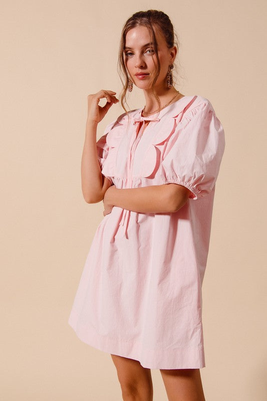 Scallop Neck Dress with Lining Blush