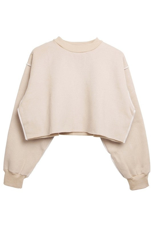 Crop Top Pullover Sweatshirt Cream