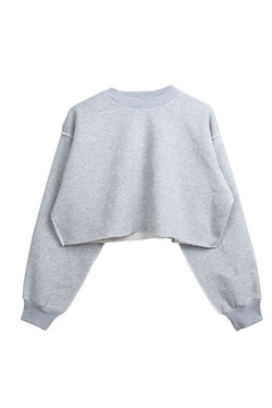 Crop Top Pullover Sweatshirt Light Grey