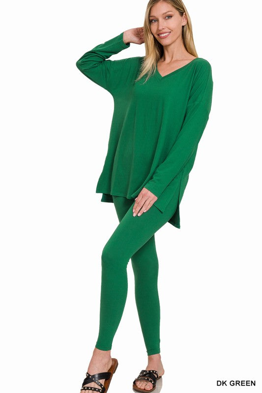 Microfiber Loungewear Set Dark Green