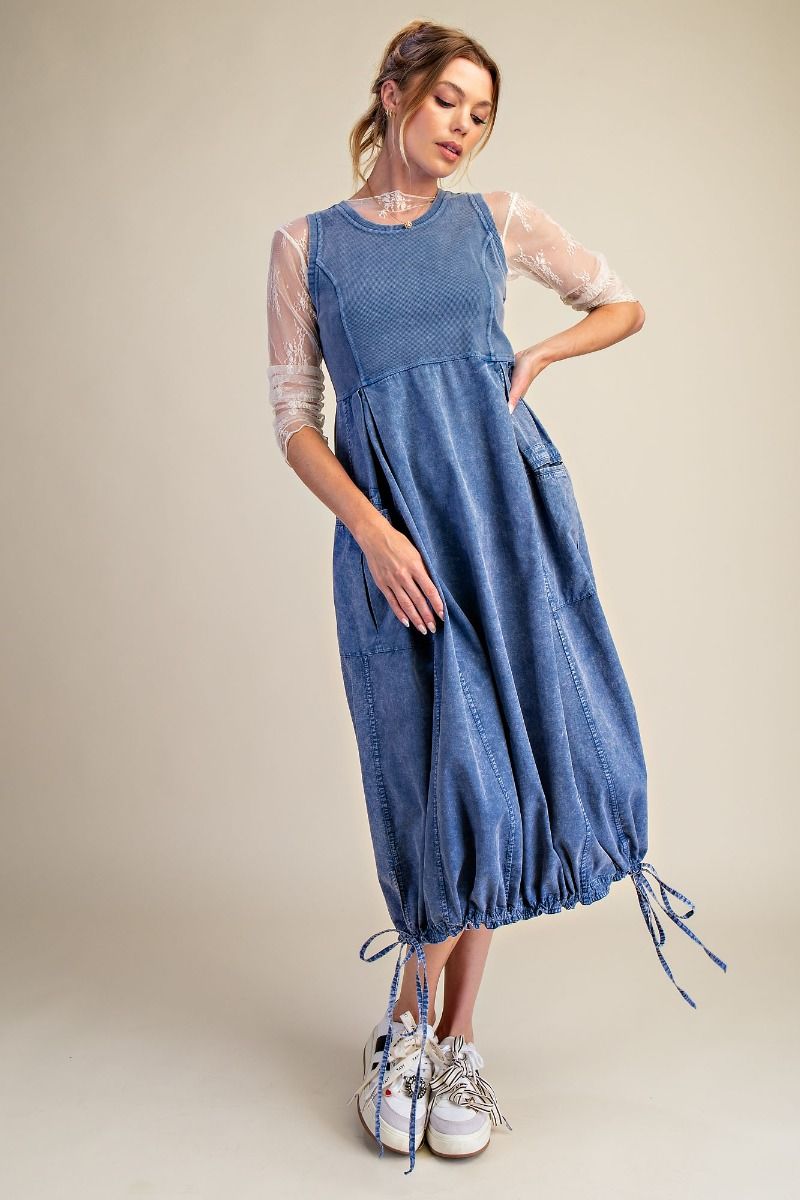blue knit maxi dress Finley Pointelle Knit Maxi Dress / Cornflower Blue | MESHKI