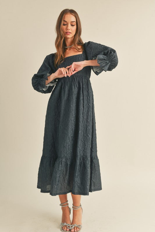 nova flutter sleeve midi dress navy Nova Flutter Sleeve Midi Dress