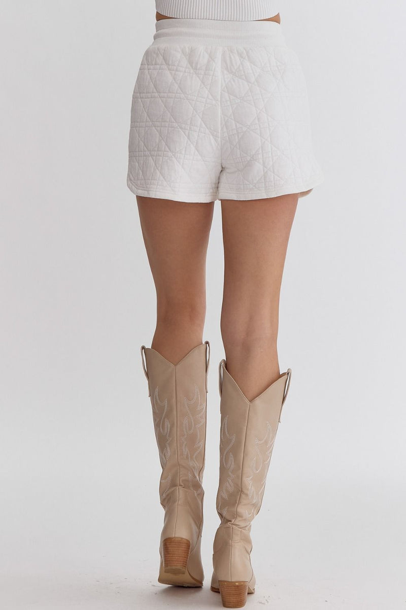 Textured High-Waisted Shorts Off White