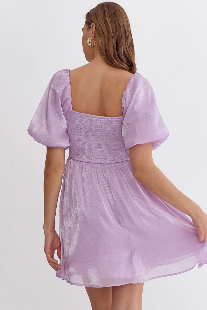 Iridescent Dress W/ Bow Detail Lavender