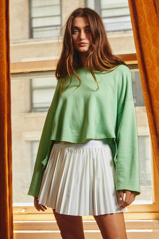 Solid Hi-low Crop Top Sage