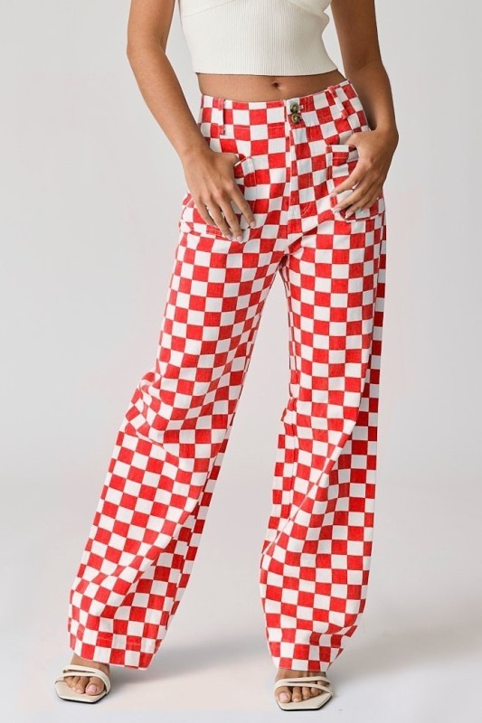 Demi Checkered Bottoms Red