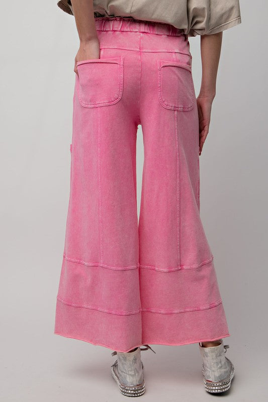 Mineral Washed Terry Knit Pants Barbie Pink