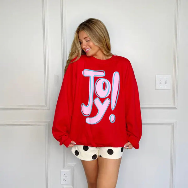 Joy Christmas Sweatshirt Top Red