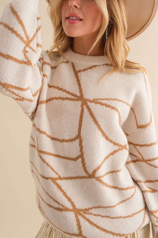 Geometry Oversize Sweater Camel/White