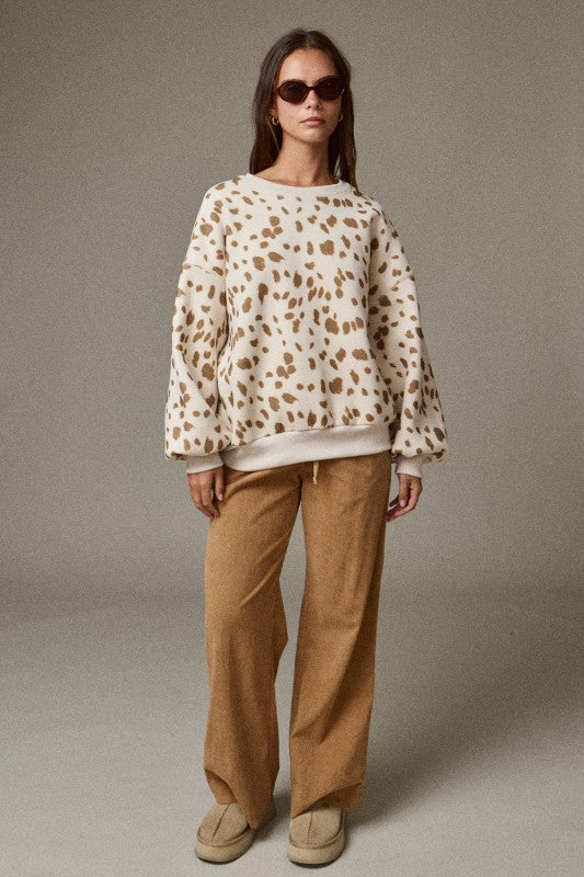 Animal Print Sweater Cream