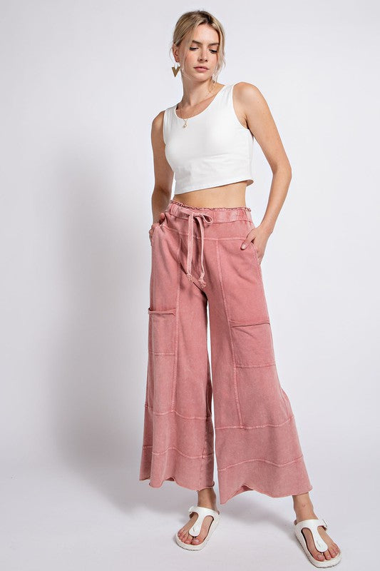 Mineral Washed Terry Knit Pants Mauve