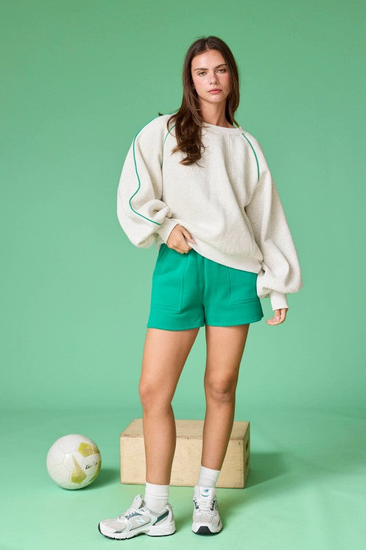 Amelia Contrast Piping Pullover White