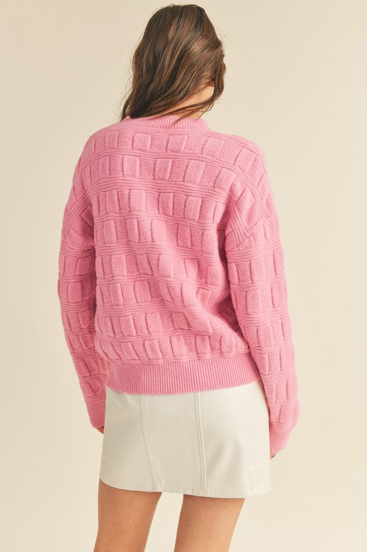 Puff Stitch Pullover Sweater Sugar Coral
