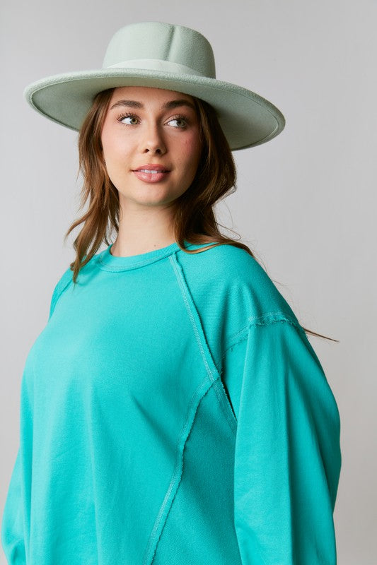 Reversed Stitch Oversized Top Dark Mint