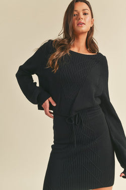 Chevron Two Piece Sweater Skirt Set Black - Southern Fashion Boutique Bliss Chevron Two Piece Sweater Skirt Set Black - Southern Fashion Boutique Bliss