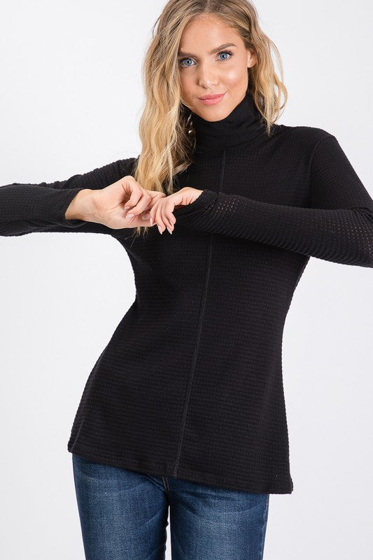 Mock Turtle Neck Slim Fit Top Black