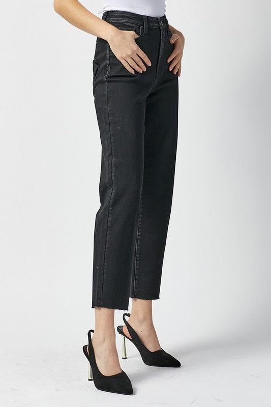 High Rise Mom Fit jeans Washed Black