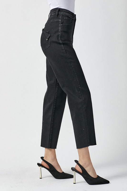 High Rise Mom Fit jeans Washed Black
