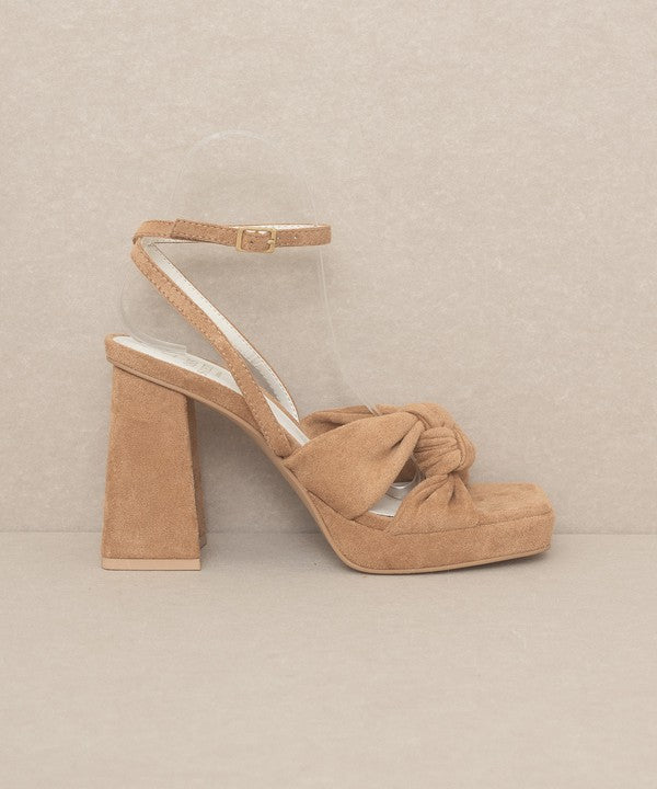 Knotted Band Platform Heels Zoey Almond