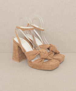 Knotted Band Platform Heels Zoey Almond