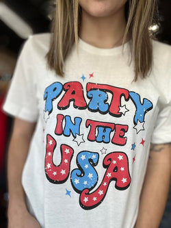 Party in the USA Tee Vintage White