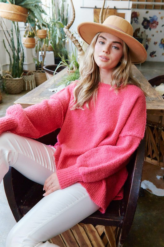 Long Sleeve Knit Sweater Pink