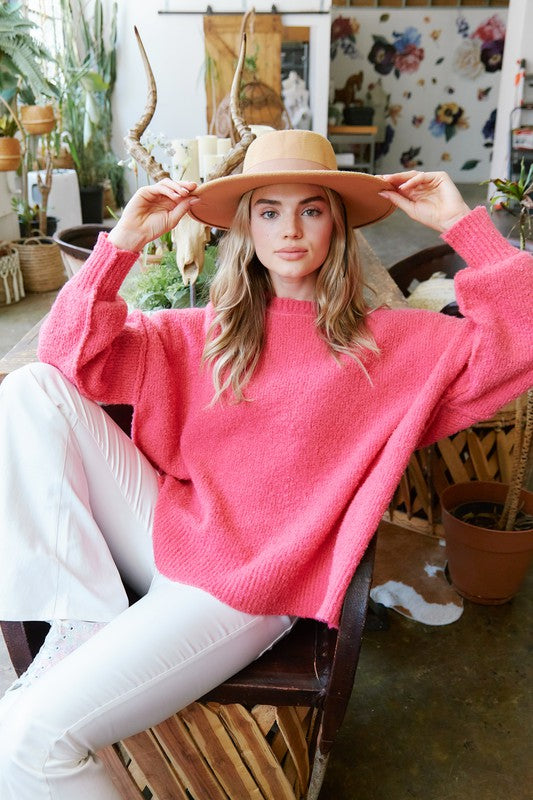 Long Sleeve Knit Sweater Pink