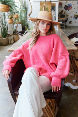 Long Sleeve Knit Sweater Pink